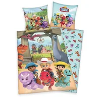 Pościel dla dzieci - Pościel 140x200 Dino dinozaury niebieska kolorowa poszewka 70x90 H23 - miniaturka - grafika 1