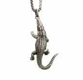 Wisiorki - Naszyjnik wisiorek Krokodyl Aligator srebrny Zwierzę prezent Y2K - miniaturka - grafika 1