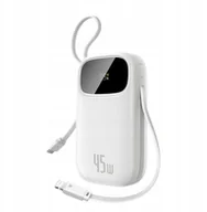 Powerbanki - Powerbank Baseus EnerFill FC31 20000mAh 45W z wyświetlaczem cyfrowym i 2 wbudowanymi kablami USB-C + Lightning - biały - miniaturka - grafika 1