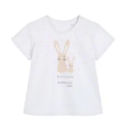 Bluzki dla niemowląt - T-shirt dla dziecka do 2 lat, z małym i dużym króliczkiem, biały - miniaturka - grafika 1