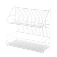Suszarki do naczyń - Suszarka do naczyń 2-poziomowa 50 cm biała wysoka uniwersalna z tacką - miniaturka - grafika 1