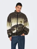 Odzież trekkingowa męska - ONLY & SONS Kurtka polarowa "Blaze" w kolorze jasnobrązowym - miniaturka - grafika 1