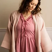 Piżamy ciążowe - Koszula ciążowa różowa w serca LINDA - miniaturka - grafika 1