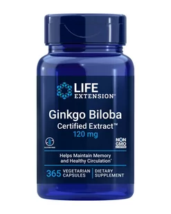Life Extension, Ginkgo Biloba Certified Extract, 120mg, 365 kaps. - Suplementy naturalne - miniaturka - grafika 1