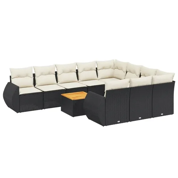 Zestaw wypoczynkowy rattan PE czarny 62x62x69cm + stolik 55x55x37cm, kremow