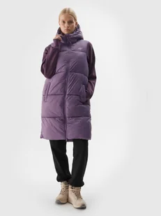 4F Długi bezrękawnik puchowy pikowany z kapturem damski - fioletowy XS - Kurtki damskie 4F Długi bezrękawnik puchowy pikowany z kapturem damski - fioletowy XS - Kurtki damskie - miniaturka - grafika 1