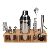 Shakery barmańskie - Zestaw barmański 20 el z podstawką srebrny shaker Cobbler - miniaturka - grafika 1