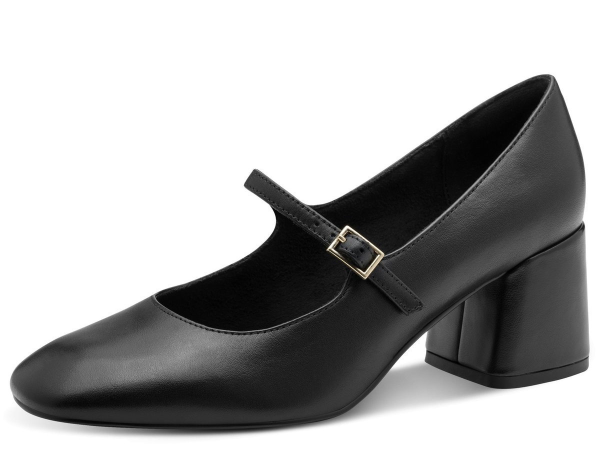 Buty damskie czółenka na obcasie z paskiem czarne Marco Tozzi 22449-37