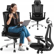 Fotele i krzesła biurowe - Krzesło Obrotowe Biurowe Fotel Ergonomiczny Biurowy Obrotowy Czarny WILLY - miniaturka - grafika 1