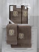 Ręczniki - Zestaw 2 ręczników frotte Pames Milky Brown 50x90+70x140 Karna Home - miniaturka - grafika 1