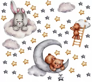 Naklejki Dla Dzieci Na Ścianę Ścienne Misie Królik - Naklejki na ścianę - miniaturka - grafika 1