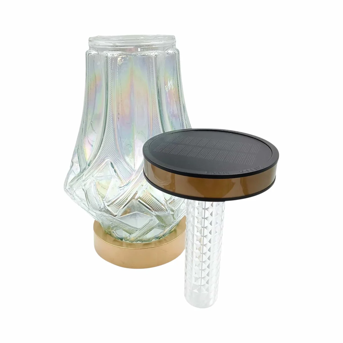 Znicz solarny precel złoty - pomarańczowe światło - 28 cm