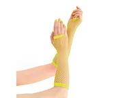 Dodatki do strojów karnawałowych - Rękawiczki z żółtej siatki - 24 cm - miniaturka - grafika 1