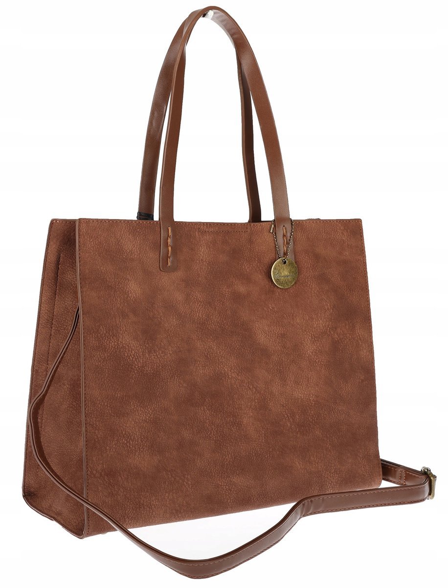 Torebka Damska Shopperka Pojemna A4 duża modna torba teczka 3639 Brązowa