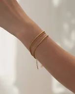 Bransoletki - Potrójna złota bransoletka ze stali chirurgicznej pozłacana 18k złotem - miniaturka - grafika 1