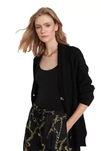 Trendyol Damski kardigan z dzianiny oversize z dekoltem w serek, Czarny, M - Swetry damskie - miniaturka - grafika 1