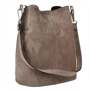 Torebka ze skóry naturalnej zamszowej worek taupe brąz - Plecaki worki Torebka ze skóry naturalnej zamszowej worek taupe brąz - Plecaki worki - miniaturka - grafika 1