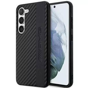 AMG nakładka do Samsung Galaxy S23 Ultra AMHCS23LBLSCA czarna hardcase PU Carbon Grey Stripe & Embossed Logo - Etui i futerały do telefonów - miniaturka - grafika 1