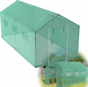 YUENFONG Szklarnia ogrodowa z ocynkowanej folii szklarniowej 4,5 x 2 x 2 m z drzwiami tunelowymi i oknem z siatki do ogrodu - Szklarnie ogrodowe - miniaturka - grafika 1