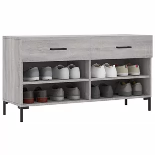 Ławka z miejscem na buty, szary dąb sonoma, 102x35x55 cm Lumarko! - Szafki na buty - miniaturka - grafika 4