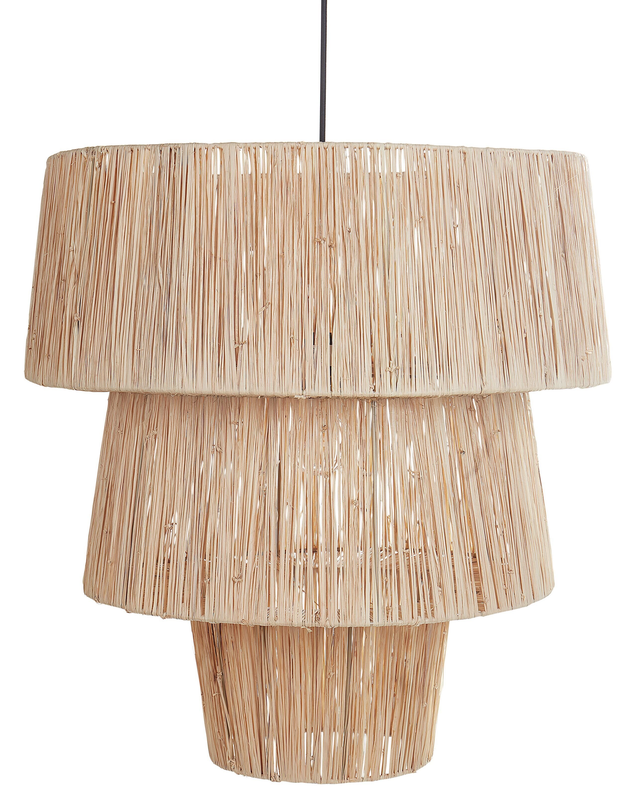 BELIANI Lampa wisząca naturalna słomiany klosz czarna podstawa żelazna lampa sufitowa boho oświetlenie do salonu jadalni