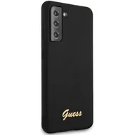 Etui i futerały do telefonów - Guess Silicone Script Metal Logo - Etui Samsung Galaxy S21+ czarny - miniaturka - grafika 1