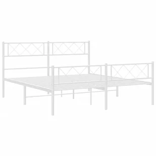 Metalowa rama łóżka z wezgłowiem i zanóżkiem, biała, 140x200 cm Lumarko! - Łóżka - miniaturka - grafika 6