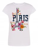 Koszulki i topy damskie - T-Shirt damski kolorowy nadruk Paryż r.XL - miniaturka - grafika 1