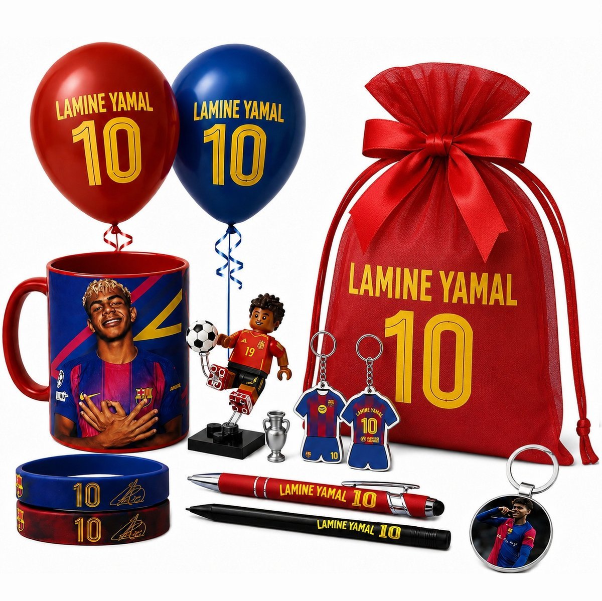 DUŻY ZESTAW LAMINE YAMAL XXL PREZENTOWY 20 EL. FC BARCELONA KOSZULKA KUBEK