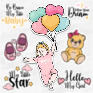 Naklejki Do Planera Kartek Albumu BABY SHOWER Baby Girl - 7 Naklejek - Scrapbooking Naklejki Do Planera Kartek Albumu BABY SHOWER Baby Girl - 7 Naklejek - Scrapbooking - miniaturka - grafika 1