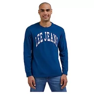 Koszulki męskie - Lee T-shirt męski Ls Varsity Tee, niebieski, M - miniaturka - grafika 1
