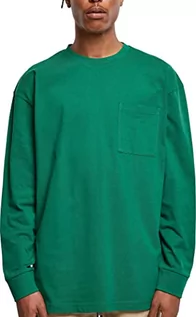 Koszulki męskie - Urban Classics Męski T-shirt z długim rękawem, z kieszenią na piersi, ciężki materiał, Heavy Oversized Pocket Longsleeve, dostępny w 4 kolorach, rozmiary XS-5XL, zielony, M - grafika 1