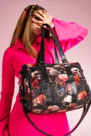 Torebki damskie - PROPS Torebka damska kuferek wzór czaszki i kwiaty welurowa Mroczna Elegancja - miniaturka - grafika 1