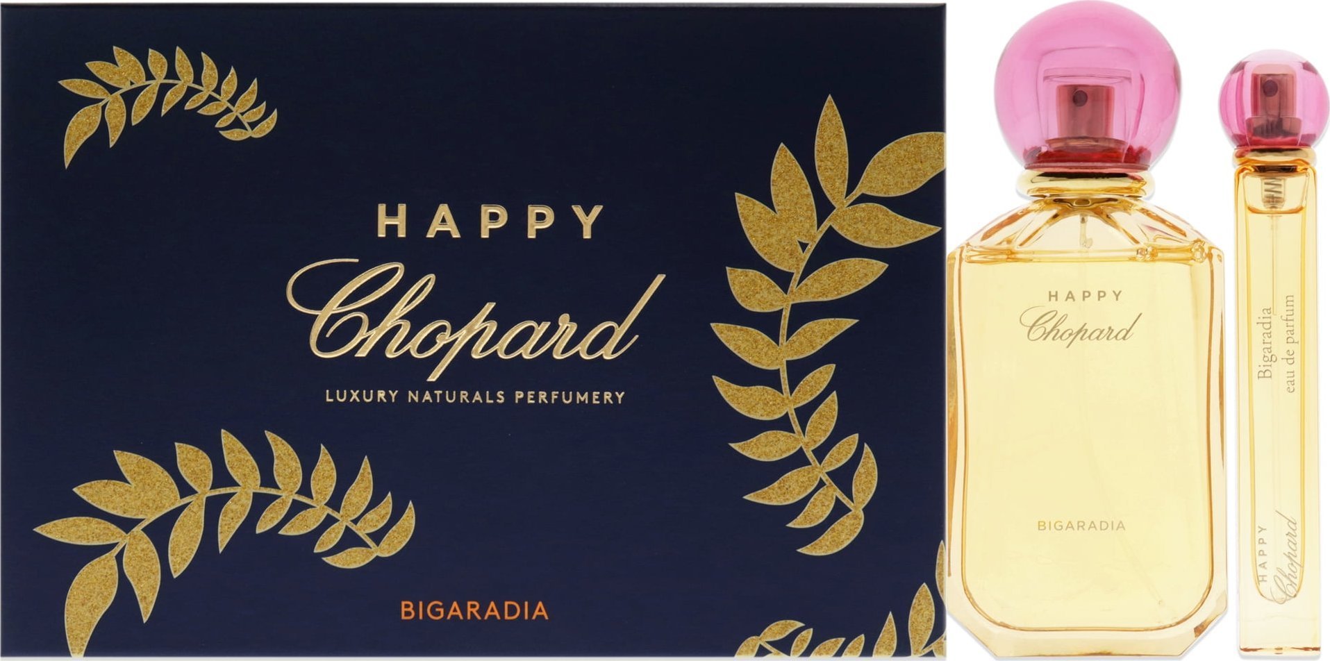 Chopard Luxury Naturals Perfumery Set Chopard: Happy Bigaradia, Eau De Parfum, For Women, 100 ml + Happy Bigaradia, Eau De Parfum, For Women, 10 ml + Chopard, Synthetic Leather, Bag, Trouse Pouche, Blue, For Women, 2.4 x 9 x 6.2 For Women