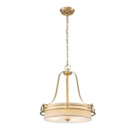 Lampy sufitowe - Lampa wisząca łańcuchowa Gotham QZ-GOTHAM-P-BB Quoizel tkaninowy abażur mosiądz - miniaturka - grafika 1