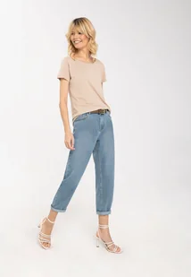 Spodnie jeansowe damskie, Mom Fit, D-TELLSY - Spodnie damskie - miniaturka - grafika 1