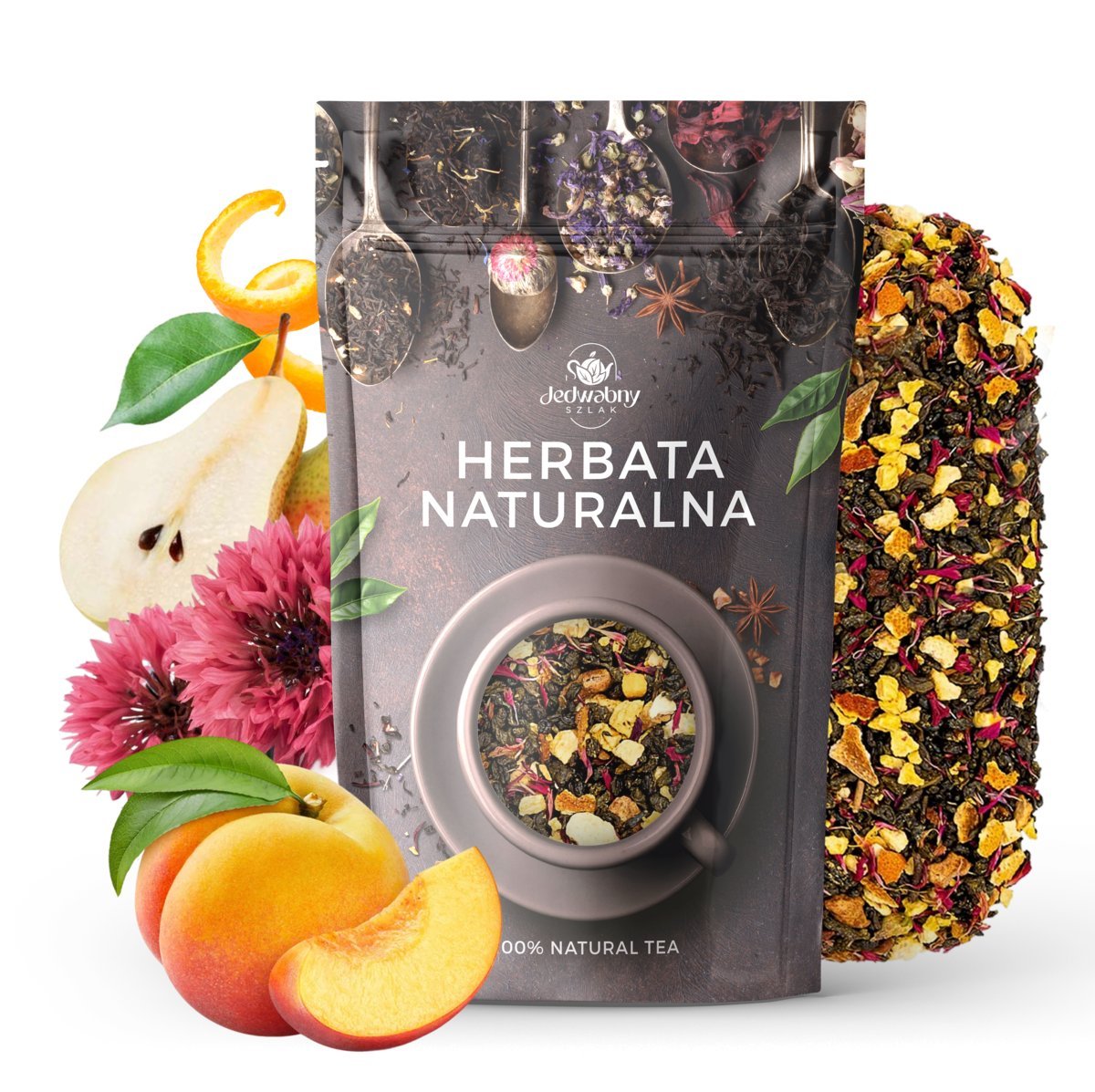 Herbata zielona Pomarańcza i Brzoskwinia 100g GUNPOWDER wyjątkowy smak