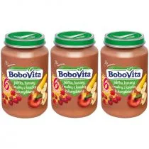 BoboVita Deserek Jabłka, banany i maliny z kleikiem kukurydzianym po 6. miesiącu Zestaw 3 x 190 g - Desery dla dzieci - miniaturka - grafika 1
