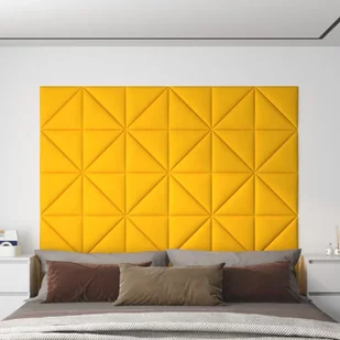 Panele ścienne, 12 szt., żółte, 30x30 cm, aksamit, 1,08 m² 8720287075271 - Panele ścienne i boazeria - miniaturka - grafika 1