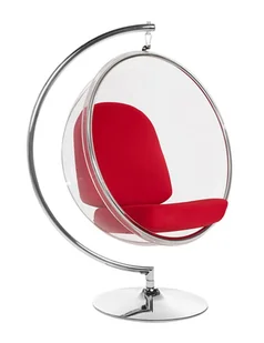 King Home Fotel BUBBLE STAND poduszka czerwona - podstawa chrom, korpus akryl, poduszka wełna JH-200.17W [10021087] - Fotele - miniaturka - grafika 1