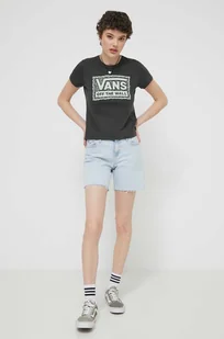 Vans t-shirt bawełniany damski kolor czarny - Koszulki sportowe damskie - miniaturka - grafika 1