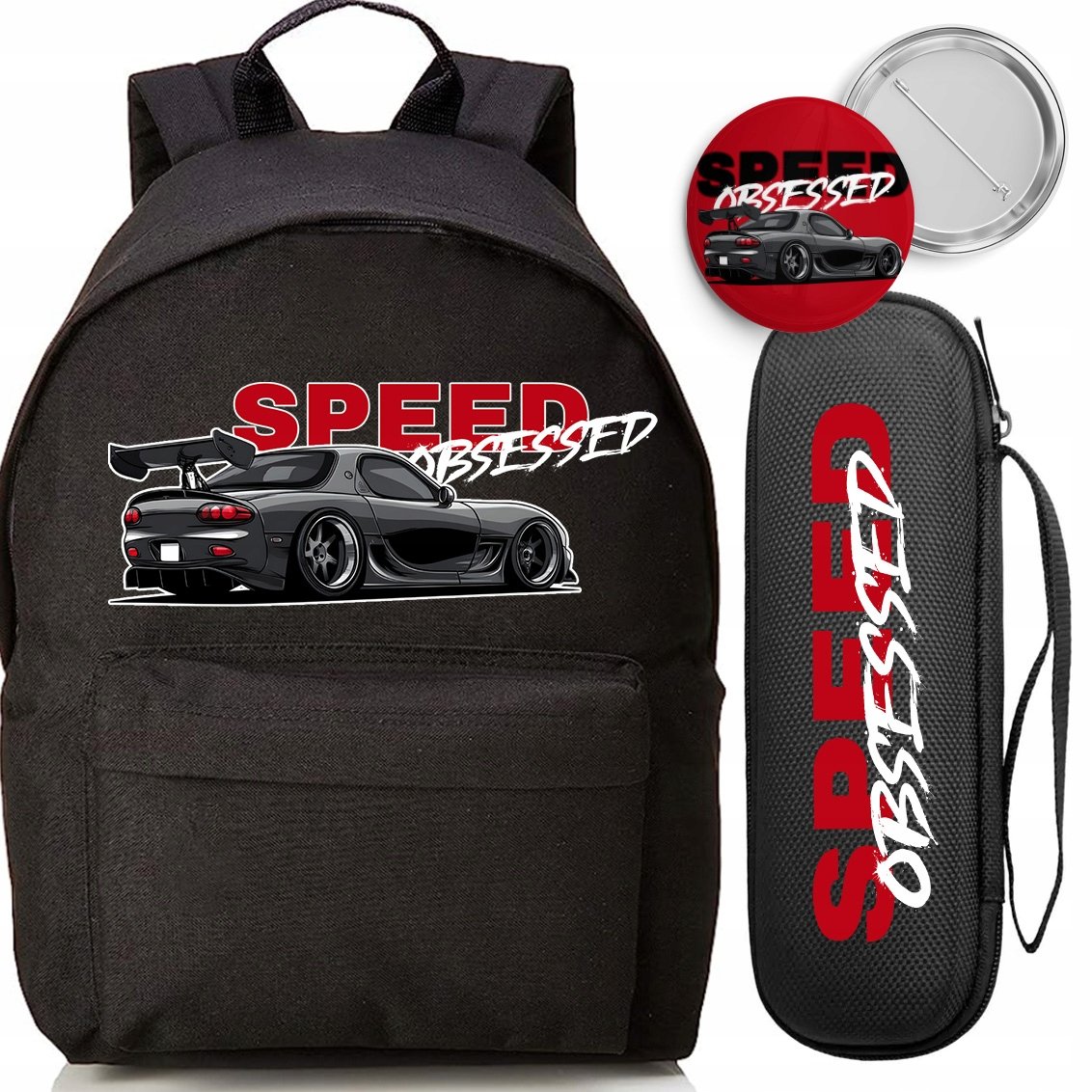 Zestaw Szkolny Plecak Organizer Pin Obsessed Speed Modny Do Szkoły