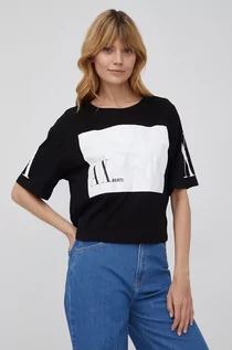 Koszulki i topy damskie - Giorgio Armani Exchange Exchange t-shirt bawełniany kolor czarny - grafika 1