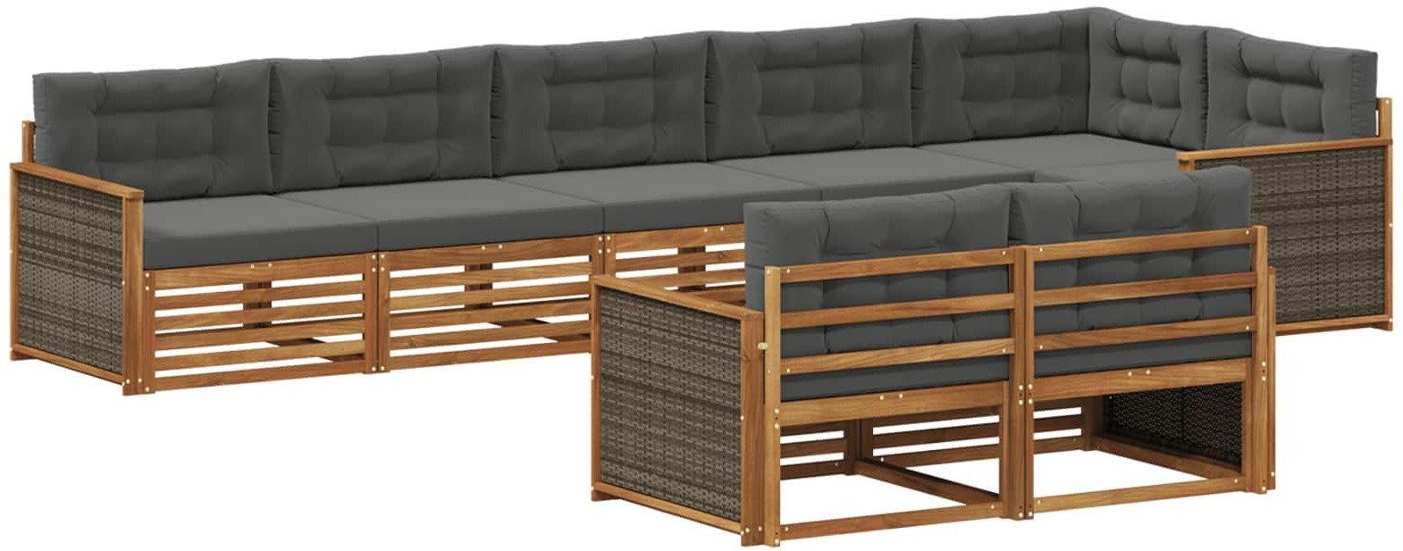 vidaXL Zestaw sof na zewnątrz z poduszką 8 pcs Naturalny i Antracytowy