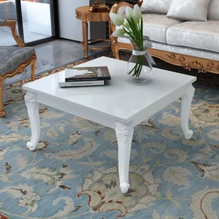 vidaXL Stolik do kawy, biały, wysoki połysk 80x80x42 cm - Ławy i stoliki kawowe - miniaturka - grafika 1
