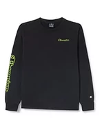 Bluzy dla dziewczynek - Champion Bluza dziecięca Legacy Neon Spray Powerblend Small Logo Crewneck bluza, czarny, 5-6 Lat - miniaturka - grafika 1