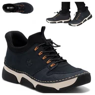 Półbuty damskie - Rieker Sneakersy Damskie Sportowe Wygodne Półbuty Wsuwane Jesień Granat 40 - miniaturka - grafika 1