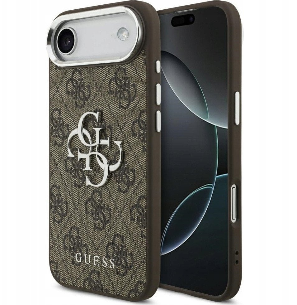 GUESS futerał do IPHONE 17 Air GUHCP17MP4G4SMCW 4G PU Leather Case with Big 4G AND Classic Logo and Silver Metal Camera Frame brązowy