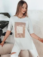 Bluzki damskie - T-shirt damski FAGOS szary Dstreet RY2593-M/L - miniaturka - grafika 1