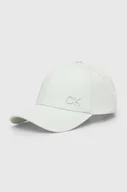 Czapki damskie - Calvin Klein czapka z daszkiem bawełniana kolor zielony z aplikacją - miniaturka - grafika 1